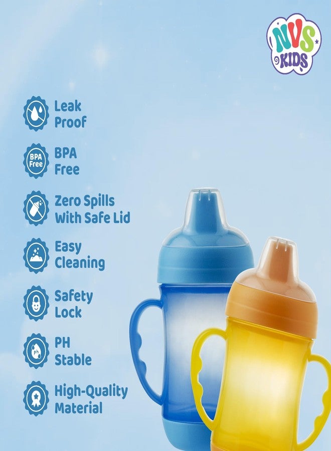 NVS KIDS Baby Spout Cup Sipper 240ml for Babies, Infants & Toddlers | Anti-Spill Sippy Cup with Soft Silicone Spout | BPA Free, Safe & Durable for Kids (Blue) - Image 4