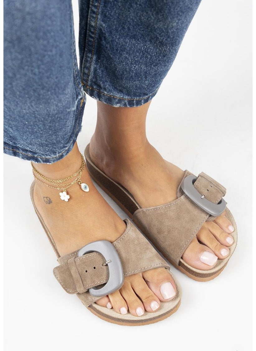 Manijero Alandra Genuine Leather Single Band Mink Slippers  - Image 1