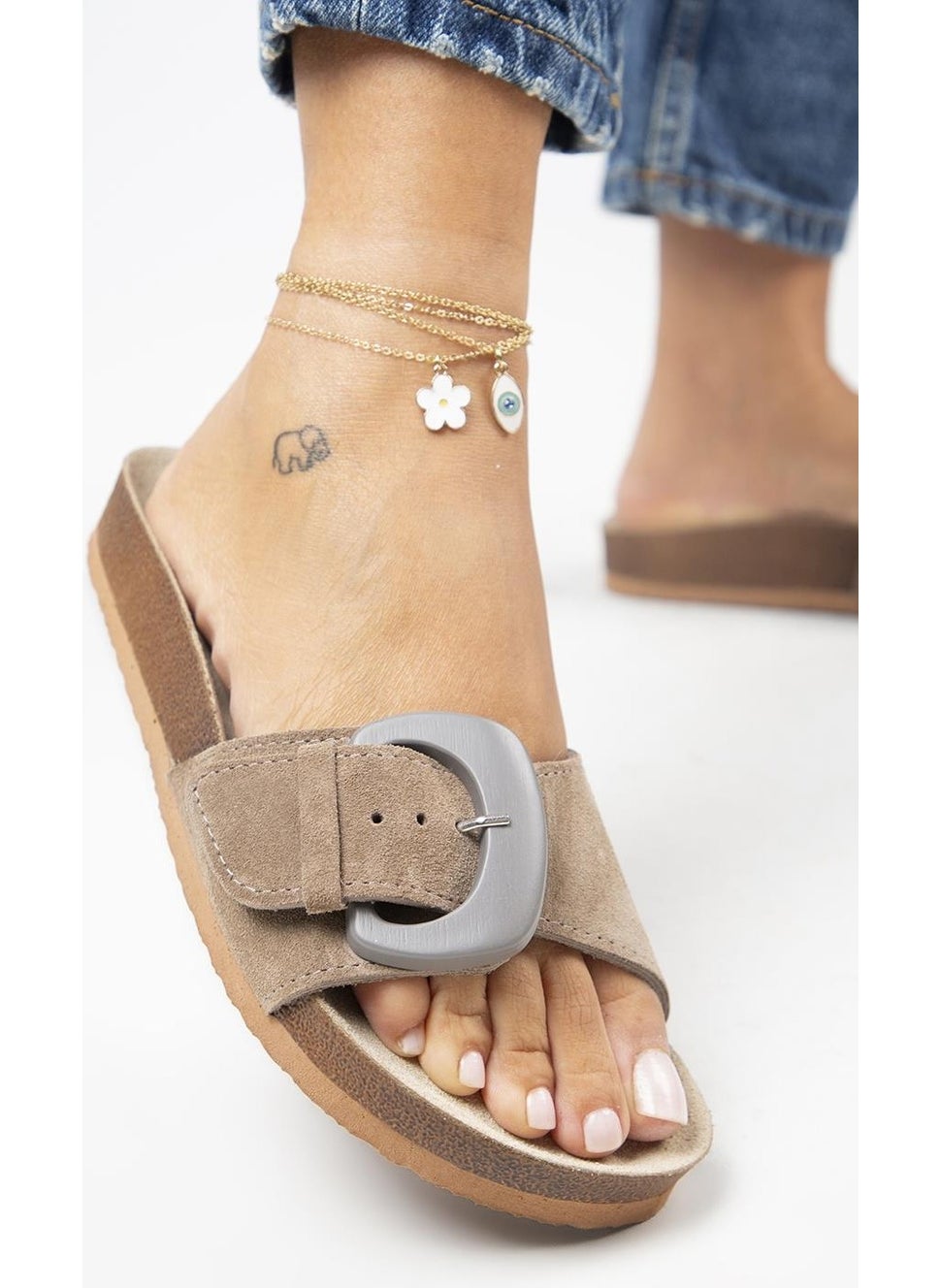 Manijero Alandra Genuine Leather Single Band Mink Slippers  - Image 5