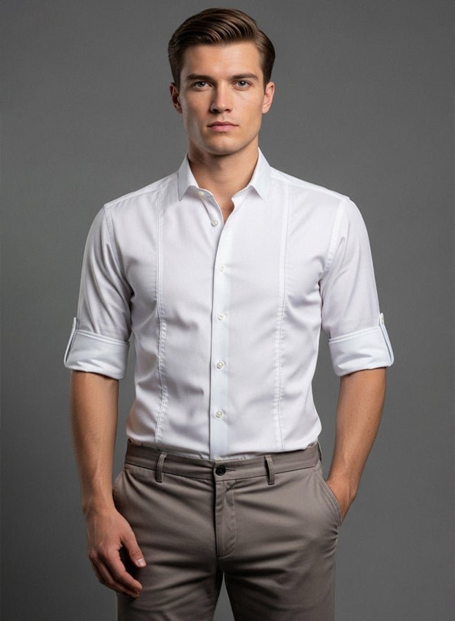 trendyol White Super Slim Fit Button Collar Handle Epaulette Easy Ironable Shirt - Image 1