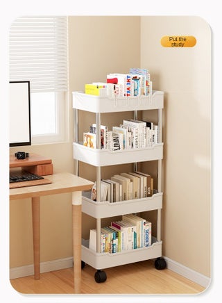 4 Level Kitchen Shelf White Storage Shelf With Universal Wheel For Easy Movement - view 5