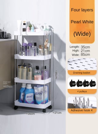 4 Level Kitchen Shelf White Storage Shelf With Universal Wheel For Easy Movement - view 2