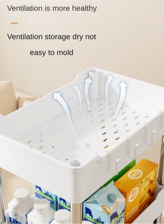 4 Level Kitchen Shelf White Storage Shelf With Universal Wheel For Easy Movement - view 3