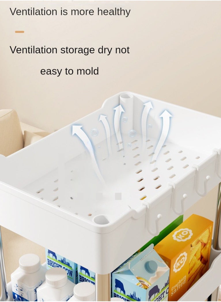 Haidue - 4 Level Kitchen Shelf White Storage Shelf With Universal Wheel For Easy Movement - Image 1