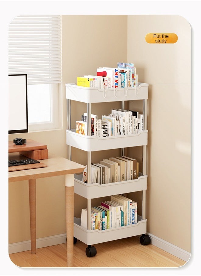 Haidue - 4 Level Kitchen Shelf White Storage Shelf With Universal Wheel For Easy Movement - Image 1
