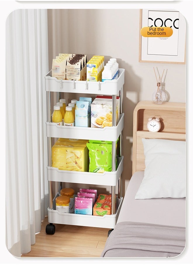Haidue - 4 Level Kitchen Shelf White Storage Shelf With Universal Wheel For Easy Movement - Image 1