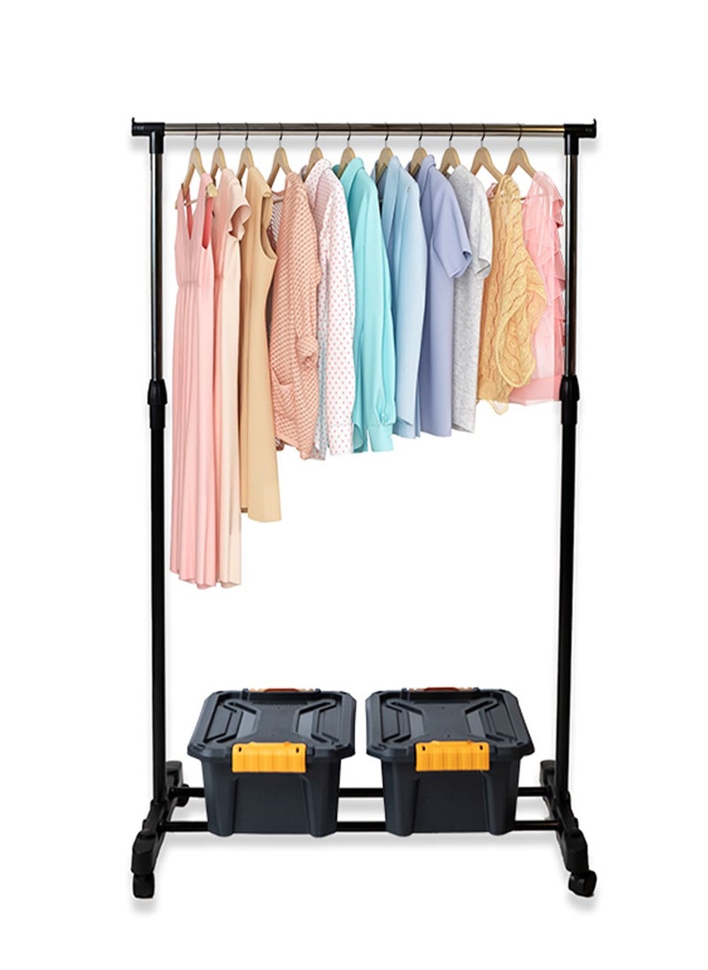 Adjustable Stainless Steel Clothes Drying Stand with Wheels – Double Pole Garment Rack and Organizer