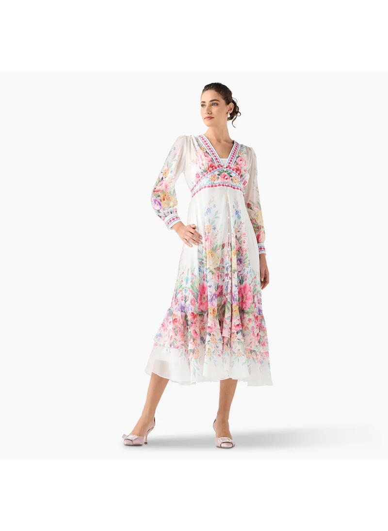 تواكستريمز 2Xtremz Floral Print V-neck Dress