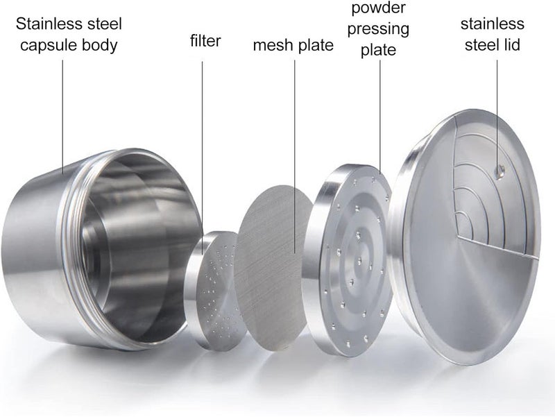 Stainless Steel Reusable Coffee Capsule Kit for EDG DG325, Includes Filter Gasket Brush Spoon and Powder Pressing Plate, Multi Layer Filtration System for Richer Brew - Image 4