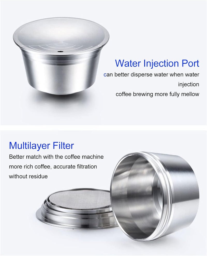 Stainless Steel Reusable Coffee Capsule Kit for EDG DG325, Includes Filter Gasket Brush Spoon and Powder Pressing Plate, Multi Layer Filtration System for Richer Brew - Image 3