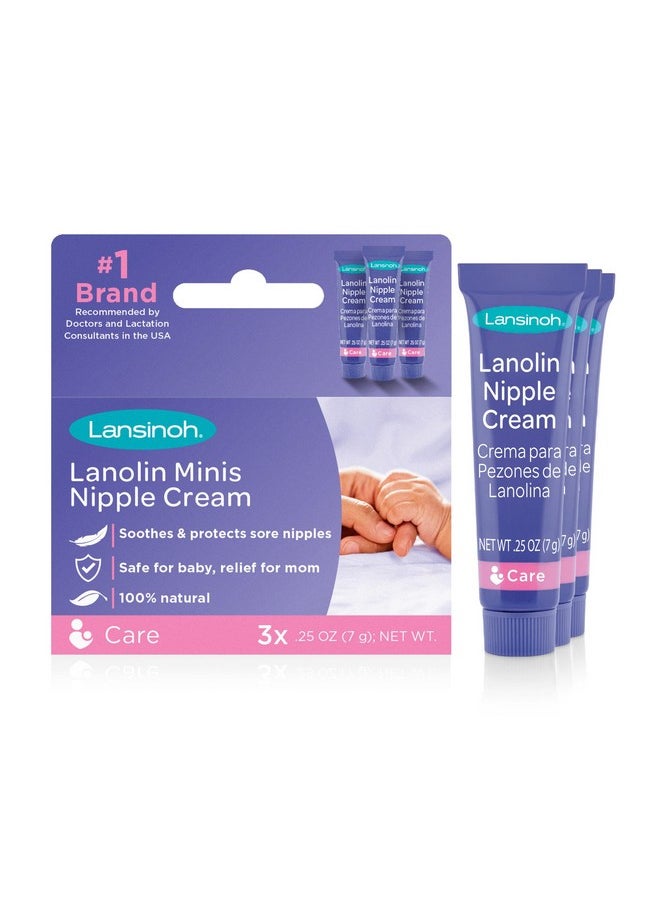 Lansinoh Lanolin Nipple Cream Safe For Baby And Mom Breastfeeding Essentials 3 Mini Tubes Each 0.25 Ounces  - Image 2