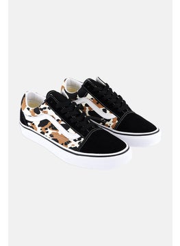 Women Lace Up Skate Shoes, Black Combo