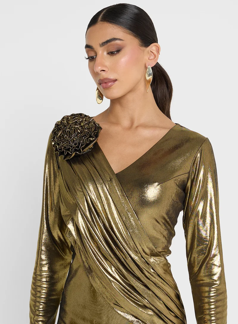 Golden Apple  Vneck  Midi Dress for Women | Best Price UAE