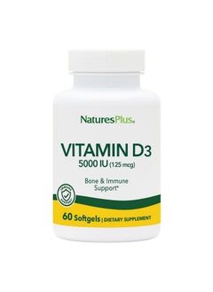 Nature's Plus Naturesplus Vitamin D3 (Cholecalciferol) 5000 Iu 60 Softgels Bone Health Heart Health & Immune System Support Supplement Bioavailable Active Form Gluten Free 60 Servings  - Image 2