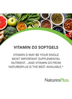 Nature's Plus Naturesplus Vitamin D3 (Cholecalciferol) 5000 Iu 60 Softgels Bone Health Heart Health & Immune System Support Supplement Bioavailable Active Form Gluten Free 60 Servings  - Image 4