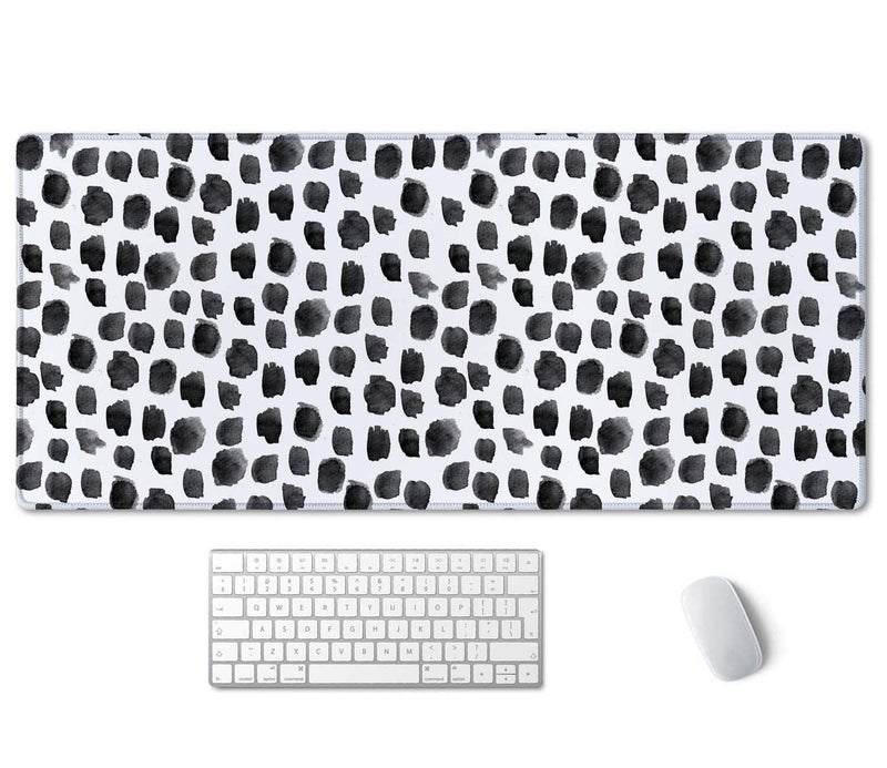 SSOIU Polka Dot Extended Gaming Mouse Pad Mat Large Desk Mat Non Slip Rubber Base Computer Desktop Laptop Keyboard Mouse Mat Stitched Edges, 35.5x15.7 in XXL Waterproof Mousepad for Work Game - Image 1