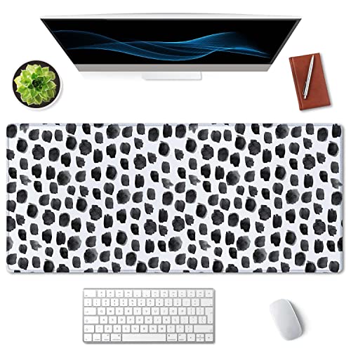 SSOIU Polka Dot Extended Gaming Mouse Pad Mat Large Desk Mat Non Slip Rubber Base Computer Desktop Laptop Keyboard Mouse Mat Stitched Edges, 35.5x15.7 in XXL Waterproof Mousepad for Work Game - Image 3