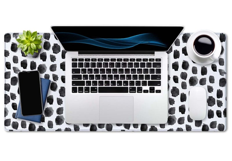 SSOIU Polka Dot Extended Gaming Mouse Pad Mat Large Desk Mat Non Slip Rubber Base Computer Desktop Laptop Keyboard Mouse Mat Stitched Edges, 35.5x15.7 in XXL Waterproof Mousepad for Work Game - Image 4