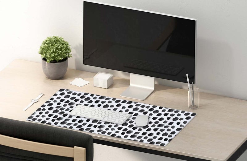 SSOIU Polka Dot Extended Gaming Mouse Pad Mat Large Desk Mat Non Slip Rubber Base Computer Desktop Laptop Keyboard Mouse Mat Stitched Edges, 35.5x15.7 in XXL Waterproof Mousepad for Work Game - Image 5