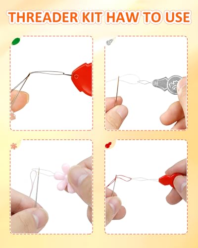 FIVEIZERO Needle Threaders Kit, 24 PCS Needle Threader for Hand Sewing, Needles Threader for Swing & Embroidery Floss with Embroidery Needles, Seam Ripper, Thread Snips, Thimble and Measuring Tape - Image 3