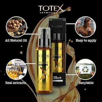 Totex Hair Keratin Serum Oil Damaged Hair Repair Straightening Silky Smooth Shinny Oil 125ml Pack Of 2 - Image 4
