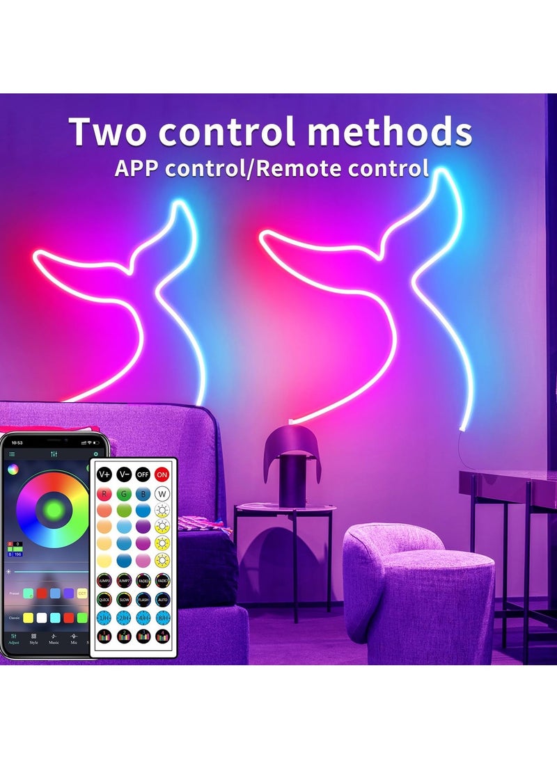 فلوشرينيك أضواء نيون LED بطول 32.8 قدم مع تحكم عن بعد عبر التطبيق IP65 أضواء نيون مرنة مقاومة للماء 24V RGB أضواء حبلية لغرفة النوم والديكور الخارجي  - Image 2