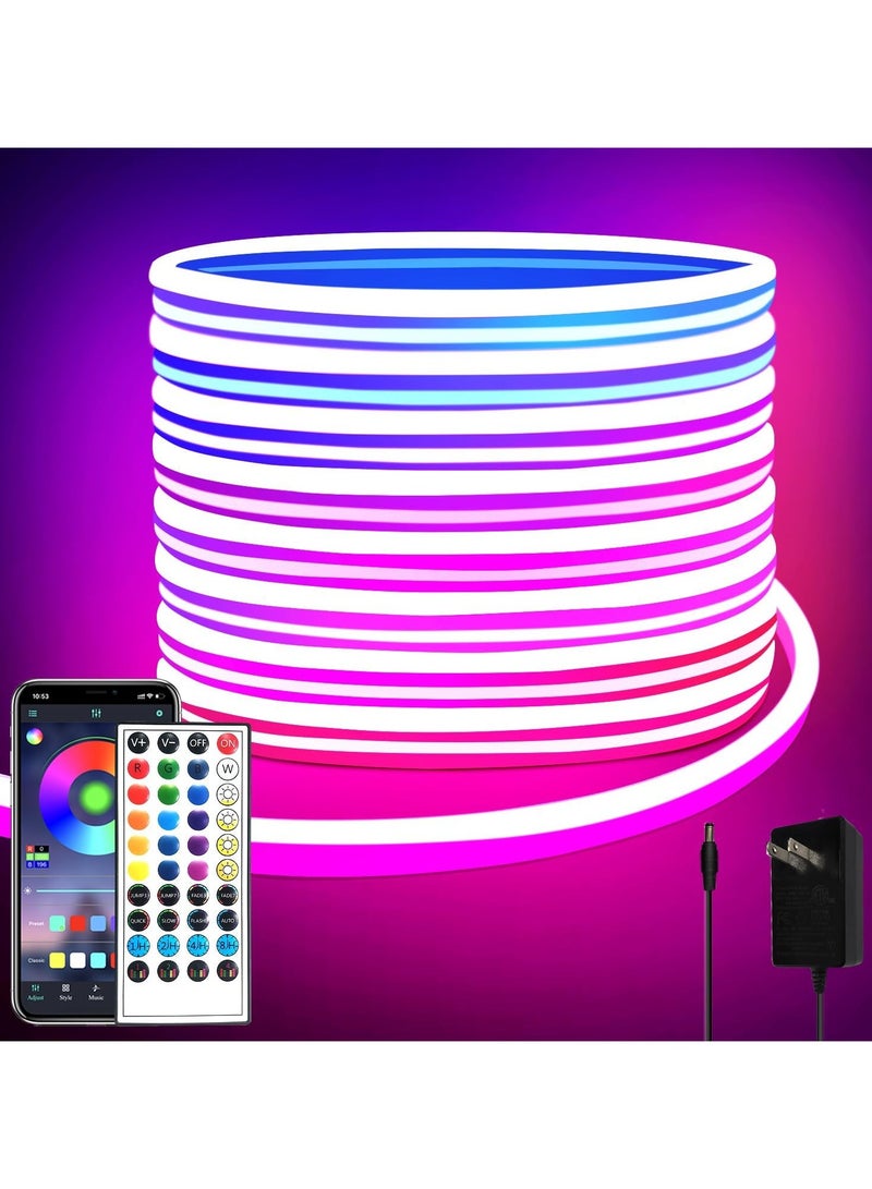فلوشرينيك أضواء نيون LED بطول 32.8 قدم مع تحكم عن بعد عبر التطبيق IP65 أضواء نيون مرنة مقاومة للماء 24V RGB أضواء حبلية لغرفة النوم والديكور الخارجي  - Image 1