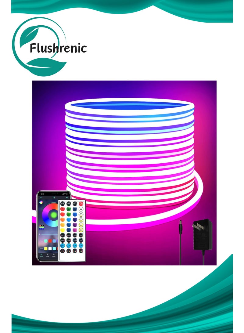 Flushrenic 10 Meter LED neon Lights with Remote APP Control IP65 Waterproof Flexible Neon Strip Lights 24V RGB Rope Lights for Bedroom Room Outdoors Decor - Image 1
