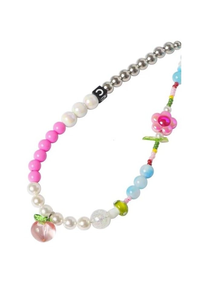 كاستيفي سوار مزين بالخرز، حزام معصم عالمي، حبل تعليق للهاتف المزين بالخرز، متوافق مع جميع الهواتف الذكية وأنظمة التثبيت (متعدد الألوان). سلسلة جوال - Image 2