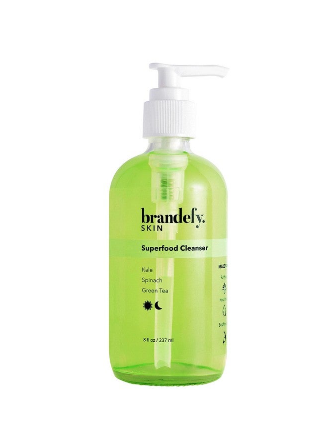 brandefy Superfood Face Wash Kale Green Tea Spinach Vitamin C E K2. Brightening Vegan Face Wash For All Skin Types 8 Fl. Oz. Made In The Usa - Image 1