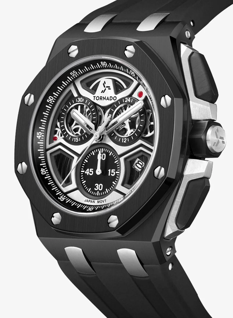 Tornado  Men's High Quality Flexible And Durable Silicone Chronograph Watch T25103-BSBB - 43mm mm for Men | Best Price UAE