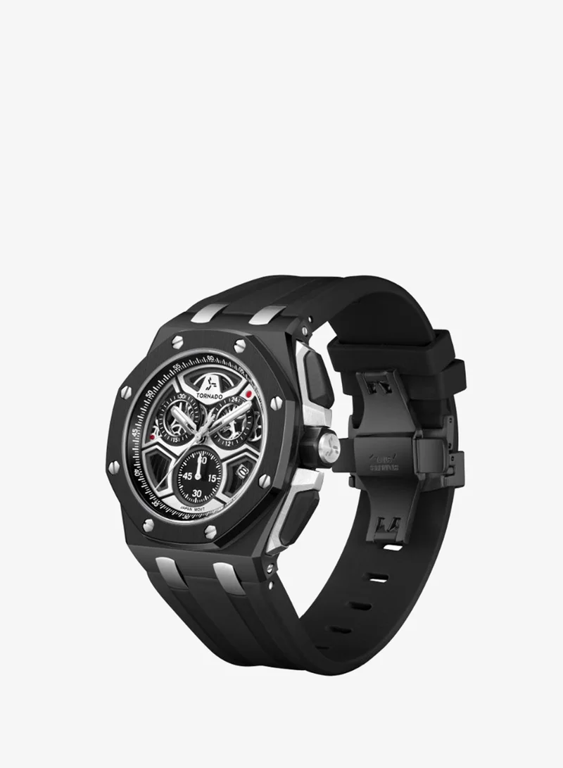 TORNADO Men's High Quality Flexible And Durable Silicone Chronograph Watch T25103-BSBB - 43mm mm