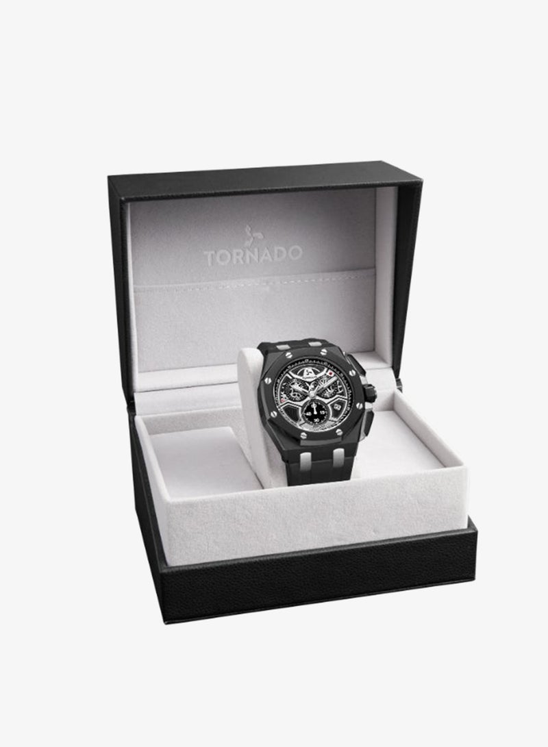 TORNADO Men's High Quality Flexible And Durable Silicone Chronograph Watch T25103-BSBB - 43mm mm - Image 4
