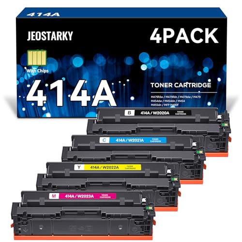 Jeostarky 414a Toner Cartridges 4 Pack Replacement for HP 414a Toner 414X W2020a Compatible with HP Color Laserjet Pro MFP M479fdw M479fdn M454dw M454dn M480f Printer - Image 1