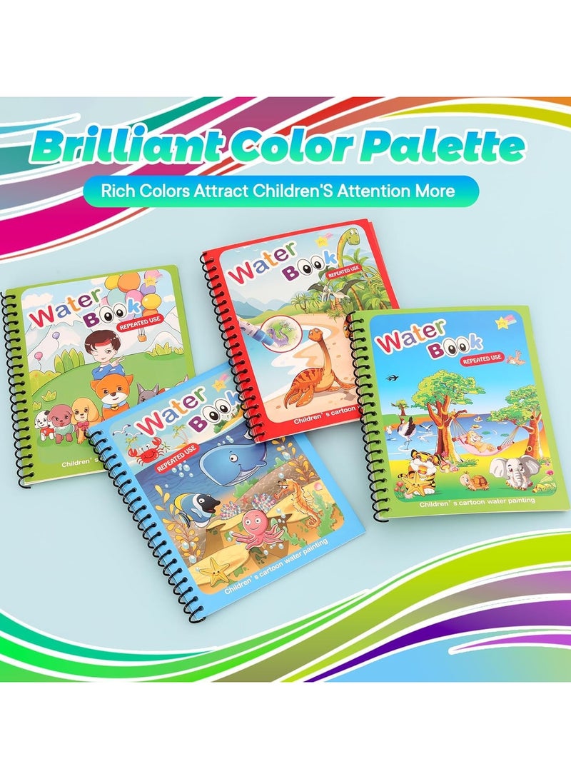 Set of 4 Reusable Magic Water Coloring Books for Toddlers, Water Coloring Books, Easy-to-Use Coloring Book, Portable Educational Drawing Toy - Image 2