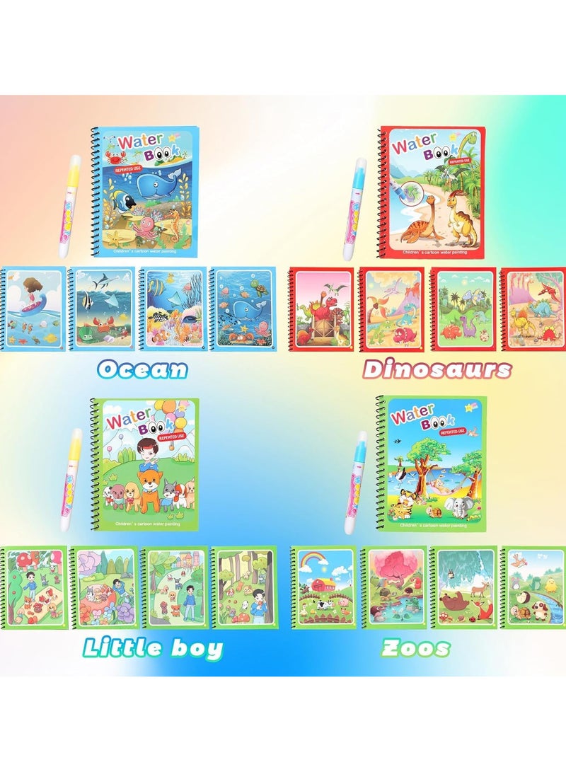 Set of 4 Reusable Magic Water Coloring Books for Toddlers, Water Coloring Books, Easy-to-Use Coloring Book, Portable Educational Drawing Toy - Image 3