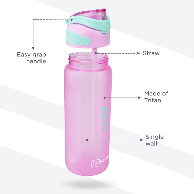 HYDROBREW Sip Switch Tritan Water Bottle 1000ml Leakproof, BPA Free, Straw & Spout Lid- Orchid Mist - Image 5