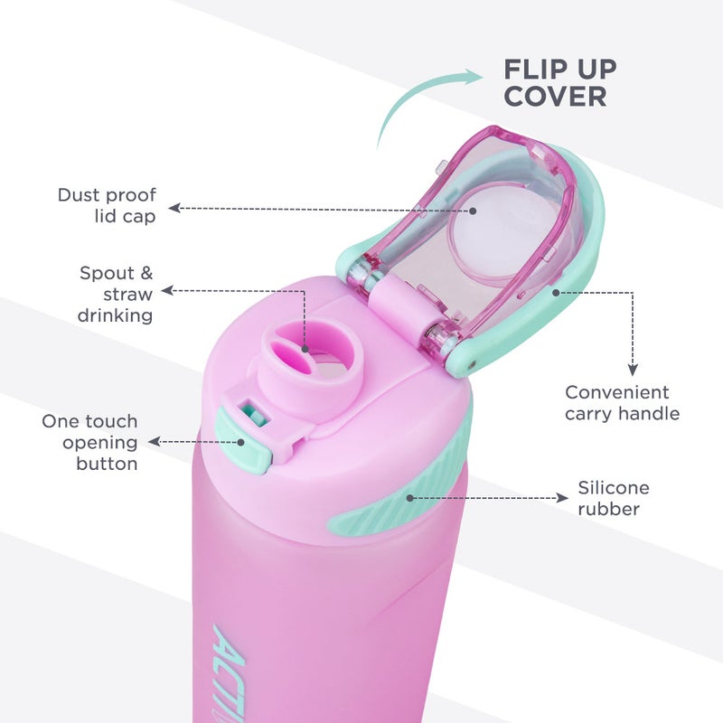 HYDROBREW Sip Switch Tritan Water Bottle 1000ml Leakproof, BPA Free, Straw & Spout Lid- Orchid Mist - Image 3