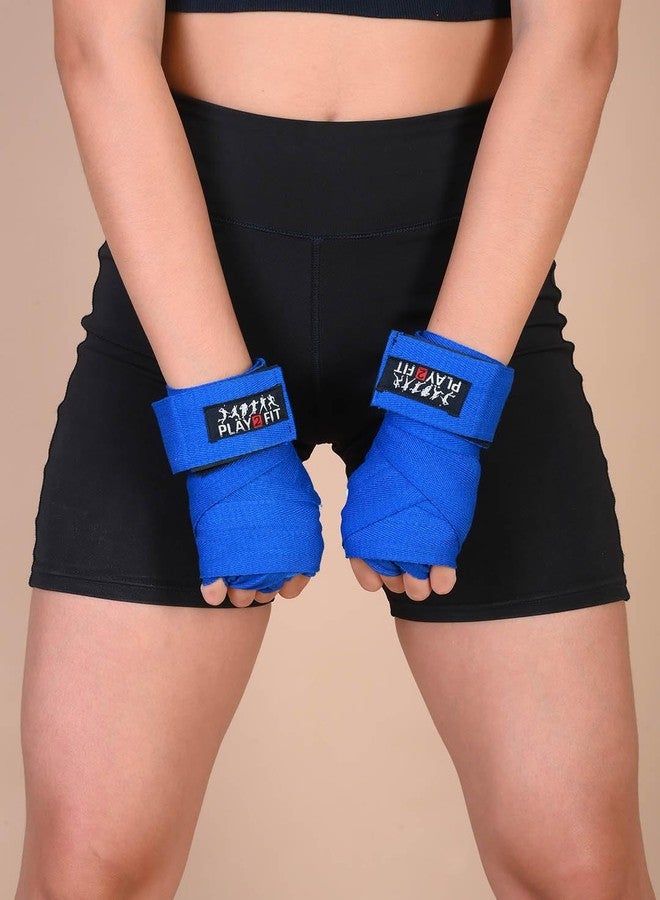 Play2Fit Mexican Style Boxing Hand Wraps, 180 cm, Cotton/Spandex Stretch Bandage (Blue) - Image 4