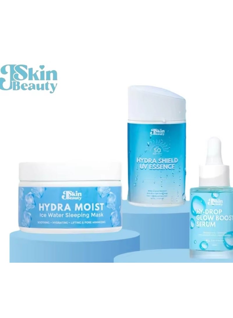 جيه سكين بيوتي قناع النوم جي سكين بيوتي هيدرا مويست بالماء المثلج 300 جرام / مصل HyDrop / واقي الشمس من الأشعة فوق البنفسجية هيدرا شيلد - Image 2
