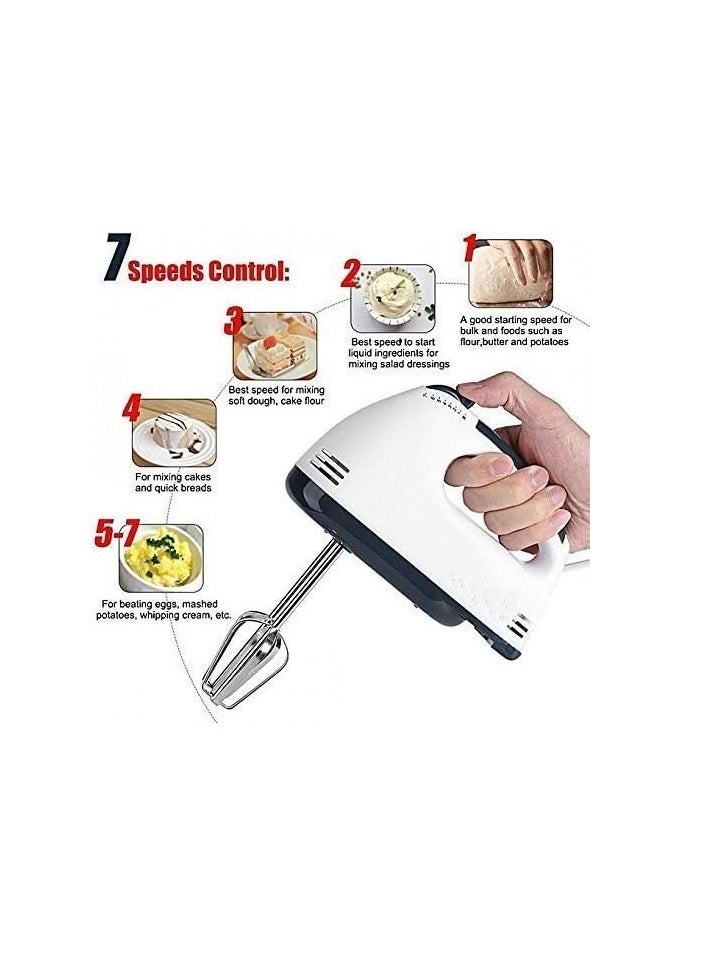 Generic - Multifunctional daily use Hand Mixer for Egg Beater Electric Hand Mixer, Blender, Beater and Cream Maker with 7 Speed Control, 2 Dough Hooks and 2 Beaters Kitchen Handheld Food Processor - Image 1