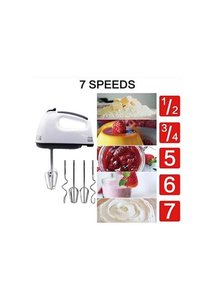 Generic - Multifunctional daily use Hand Mixer for Egg Beater Electric Hand Mixer, Blender, Beater and Cream Maker with 7 Speed Control, 2 Dough Hooks and 2 Beaters Kitchen Handheld Food Processor - Image 1