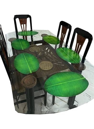 craft city CRAFT CITY Banana Leaf Design Table Place mat PVC 6 Pieces Dining Table Placemat Set for Home Decor & Kitchen (Green) Pack f 6  - Image 1