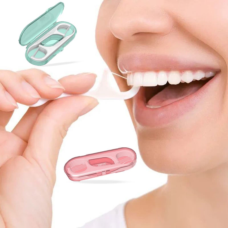 Setaria Viridis Flosser Dispenser Dental Floss Case Travel Floss Professional Toothpicks Sticks with Travel Case Superfine Floss Picks Dental Picks for Teeth Cleaning - Image 2