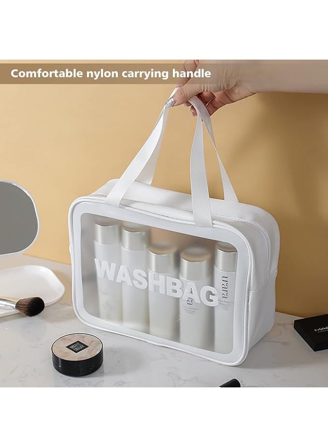 حقيبة أدوات الزينة للسفر من دابور للنساء والرجال، حقيبة أدوات زينة شفافة غير لامعة بمقبض عملي، حقيبة أدوات مكياج ومستحضرات تجميل لتنظيم الإكسسوارات وأدوات الزينة، لون أبيض، مقاس كبير، حقيبة أدوات زينة محمولة - Image 5