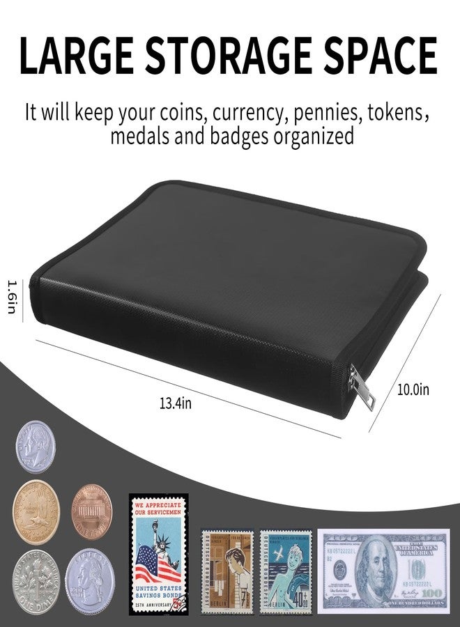 MDSPLPIY Fireproof Coin Collection Book for Collectors - 520 Pockets Coin Collection Album & 36 Currency Sleeves Money Holder Album, Durable Coin Organizer Binder, Great Coin Collection Supplies - Image 2