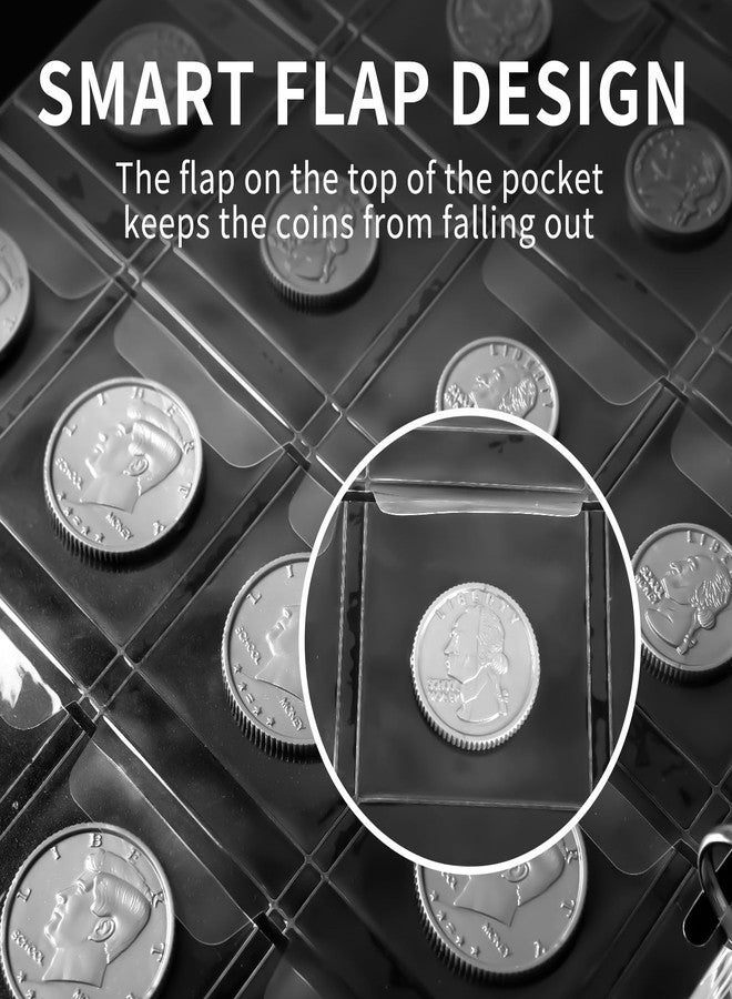 MDSPLPIY Fireproof Coin Collection Book for Collectors - 520 Pockets Coin Collection Album & 36 Currency Sleeves Money Holder Album, Durable Coin Organizer Binder, Great Coin Collection Supplies - Image 3