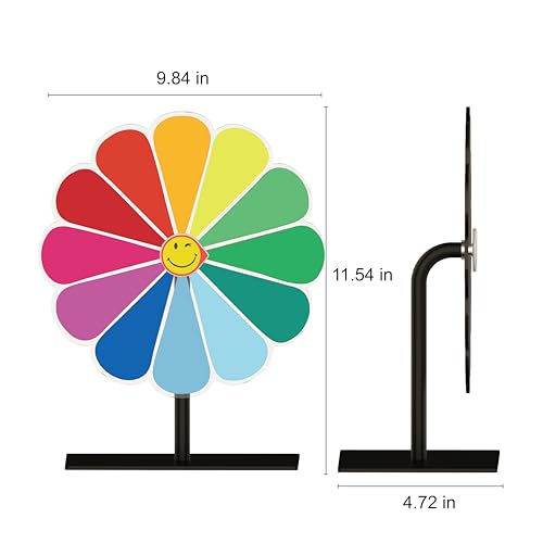 Delizon 10 Inch Prize Wheel, 12 Slot Spinning Wheel Fortune Game, Party, Classroom or Home Education, Sunflower Pattern - Image 5