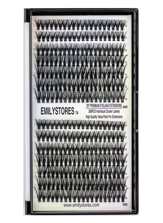 EMILYSTORES Lashes Extension Kit DIY 280pcs Lash Clusters Eyelash Extension Kit, 10-16mm Mix Sizes 40D D Curl Individual Lashes Kit for DIY Eyelashes (40D) - Image 4