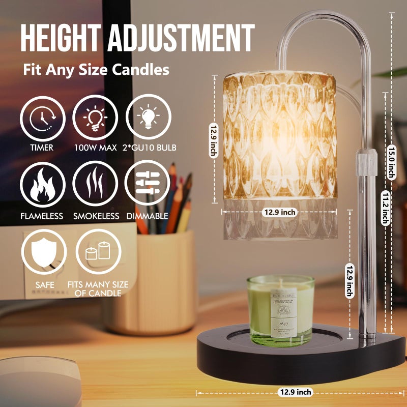 GEEZO Fragrance Candle Warmer Lampï¼ŒElectric Candle Warmer with Timer & Dimmerï¼ŒMom Christmas Birthday Gifts for Women, House Warming Gifts New Home Bedroom Decor - Image 2